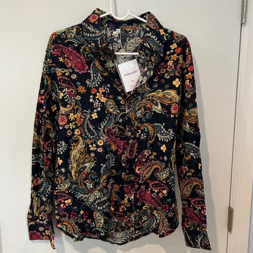 Men's Cesnleoik paisley long sleeve dress shirt NWT. Perfect for holidays